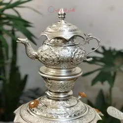 سرویس سماور ۶ لیتری پرکار و خاص با قلمزنی گل و مرغ