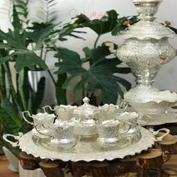 سرویس چایخوری برنجی جذاب برنجی روکش نقره