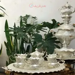 سرویس چایخوری برنجی جذاب برنجی روکش نقره
