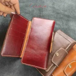 کیف پول چرمی زنانه جادار دست دوز