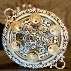 سرویس چایخوری مینیاتوری قلمزنی برجسته آبکاری نقره