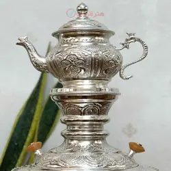 سرویس سماور زغالی 5 لیتری اعلاء دست ساز روکش نقره