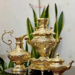 سرویس سماور برنجی 3.5 لیتری طلایی جدید