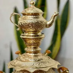 سرویس سماور برنجی 3.5 لیتری طلایی جدید