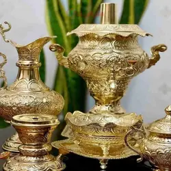 سرویس سماور برنجی 3.5 لیتری طلایی جدید