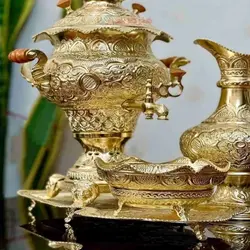 سرویس سماور برنجی 3.5 لیتری طلایی جدید