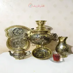 سرویس کامل سماور زغالی قلم دست برنجی