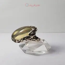 انگشتر کوارتز لیمویی معدنی رکاب نقره دست ساز