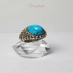 انگشتر مردانه فیروزه دامغانی رکاب نقره دستساز مدل پولکی