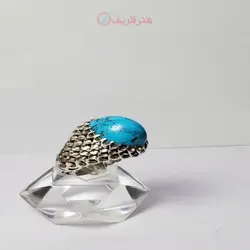 انگشتر مردانه فیروزه دامغانی رکاب نقره دستساز مدل پولکی