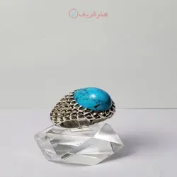 انگشتر مردانه فیروزه دامغانی رکاب نقره دستساز مدل پولکی