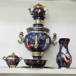 سرویس سماور برنجی میناکاری نقاشی دست