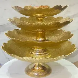 سرویس آجیل و شیرینی خوری برنجی هندی ریز قلم