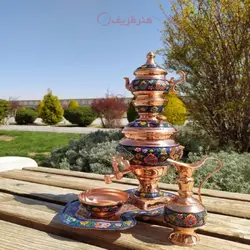 سرویس سماور ۵ تکه مس و پرداز نقاشی دست