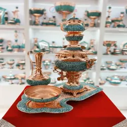 سرویس سماور دست ساز مسی و فیروزه اصل نیشابور