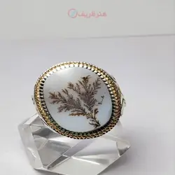 انگشتر مردانه طلا نقره شجر تک درخت صدفی دست ساز