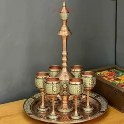 سرویس شربت خوری خاتم کاری مسی