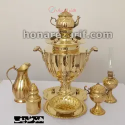 سرویس سماور زغالی برنجی 6 لیتری 12 ضلعی صادراتی و فوق سنگین