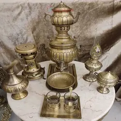 ست کامل سماور زغالی برنجی 3 لیتری 13 پارچه با کیفیت عالی