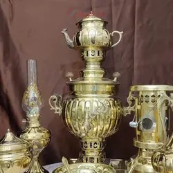سرویس کامل سماور زغالی برنجی 3 لیتری 13 پارچه کاربردی و دکوری