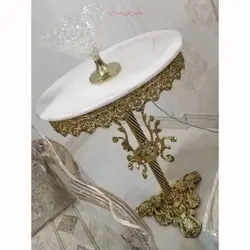 میز تلفن سه رخ شاخکی بیضی، جنس آلیاژ آلومنیوم آبکاری برنز با ضمانت