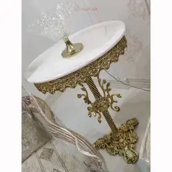 میز تلفن سه رخ شاخکی بیضی، جنس آلیاژ آلومنیوم آبکاری برنز با ضمانت