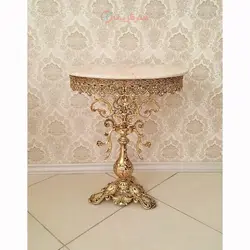 میز تلفن سه رخ شاخکی بیضی، جنس آلیاژ آلومنیوم آبکاری برنز درجه یک، محصول اصفهان