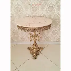 میز تلفن سه رخ شاخکی بیضی قطر 40 در 55 آبکاری برنز با کیفیت درجه 1
