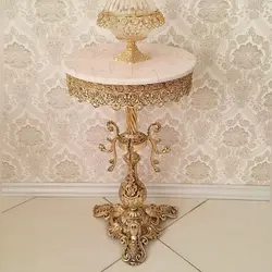میز تلفن سه رخ شاخکی قطر 40 جنس آلیاژ آلومنیوم آبکاری برنز