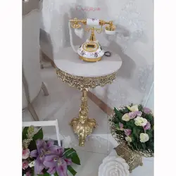 میز تلفن تک پایه عرض 40 جنس آلیاژ آلومنیوم آبکاری برنز با ضمانت