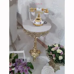 میز تلفن تک پایه عرض 40 جنس آلیاژ آلومنیوم آبکاری برنز با ضمانت