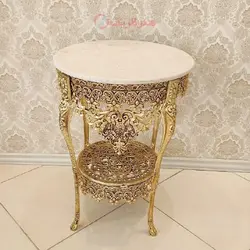 میز خاطره عرض 50 کفی مشبک جنس آلیاژ آلومنیوم آبکاری برنز رنگ ثابت