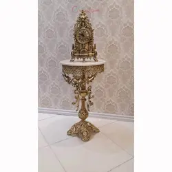 میز تلفن برگی شاخکی قطر 40 جنس آلیاژ آلومنیوم آبکاری برنز با رنگ ثابت