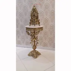 میز تلفن برگی شاخکی قطر 40 جنس آلیاژ آلومنیوم آبکاری برنز با رنگ ثابت