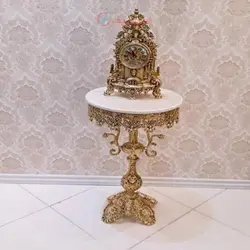 میز تلفن  برگی شاخکی قطر 40 جنس آلیاژ آلومنیوم آبکاری برنز