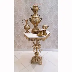 میز برگی شاخکی شش ضلعی قطر 50 جنس آلیاژ آلومنیوم آبکاری برنز رنگ ثابت