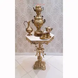 میز برگی شاخکی شش ضلعی قطر 50 جنس آلیاژ آلومنیوم آبکاری برنز رنگ ثابت