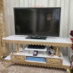 میز تلویزیون ساده طول 140 جنس آلیاژ آلومنیوم آبکاری برنز