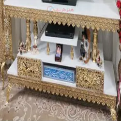میز تلویزیون ساده طول 140 جنس آلیاژ آلومنیوم آبکاری برنز