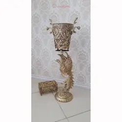 سطل زباله و جادستمال طرح طاووس جنس آلیاژ آلومنیوم آبکاری برنز با مناسب ترین قیمت