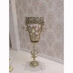 سطل زباله و جادستمال طرح بانو و مسیح جنس آلیاژ آلومنیوم آبکاری برنز