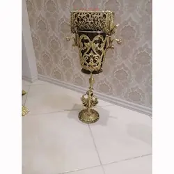 سطل زباله و جادستمال طرح بانو و مسیح جنس آلیاژ آلومنیوم آبکاری برنز