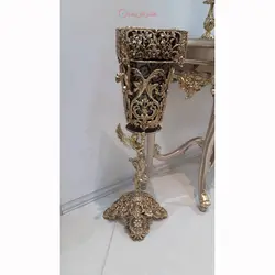 سطل و جادستمال ملائکه پایه برگی جنس آلیاژ آلومنیوم آبکاری برنز، محصول اصفهان