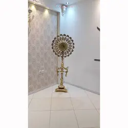 ساعت ایستاده تک ستون، طرح دایره، جنس آلیاژ آلومنیوم آبکاری برنز، محصول اصفهان با رنگ ثابت
