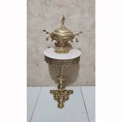 میز تلفن پایه سه رخ، جنس آلیاژ آلومینیوم با رنگ ثابت، آبکاری برنج محصول اصفهان