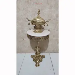 میز تلفن پایه سه رخ، جنس آلیاژ آلومینیوم با رنگ ثابت، آبکاری برنج محصول اصفهان