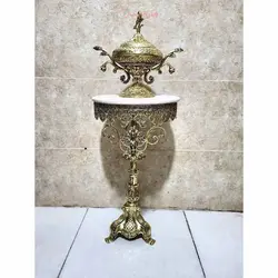 میز تلفن پایه شطرنجی تاج دار جنس آلیاژ آلومینیوم آبکاری برنج تولید اصفهان