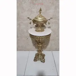 میز تلفن برگی سه رخ شاخگی تاجدار جنس آلیاژ آلومینیوم، با رنگ ثابت، آبکاری برنج با ضمانت آبکاری
