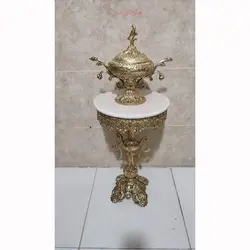 میز تلفن برگی سه رخ شاخگی تاجدار جنس آلیاژ آلومینیوم، با رنگ ثابت، آبکاری برنج با ضمانت آبکاری