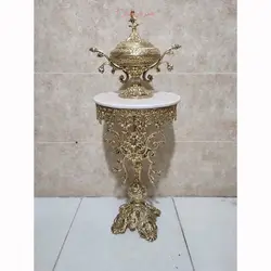میز تلفن برگی شاخکی تاجدار جنس آلیاژ آلومینیوم دارای کارت گارانتی آبکاری برنج تولید اصفهان
